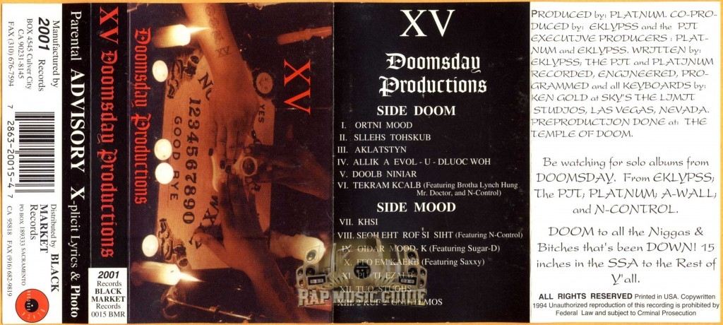 Doomsday Productions - XV: 1st Press. Cassette Tape | Rap Music Guide